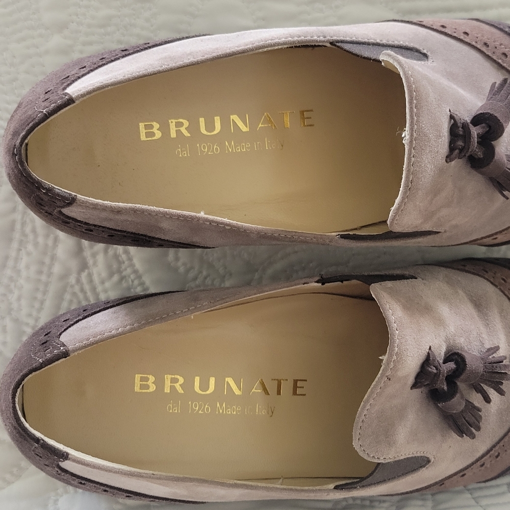Made In Italy By BRUNATE Two-Tone Brown Tassel Loafers Size 9 - Picture 2 of 15